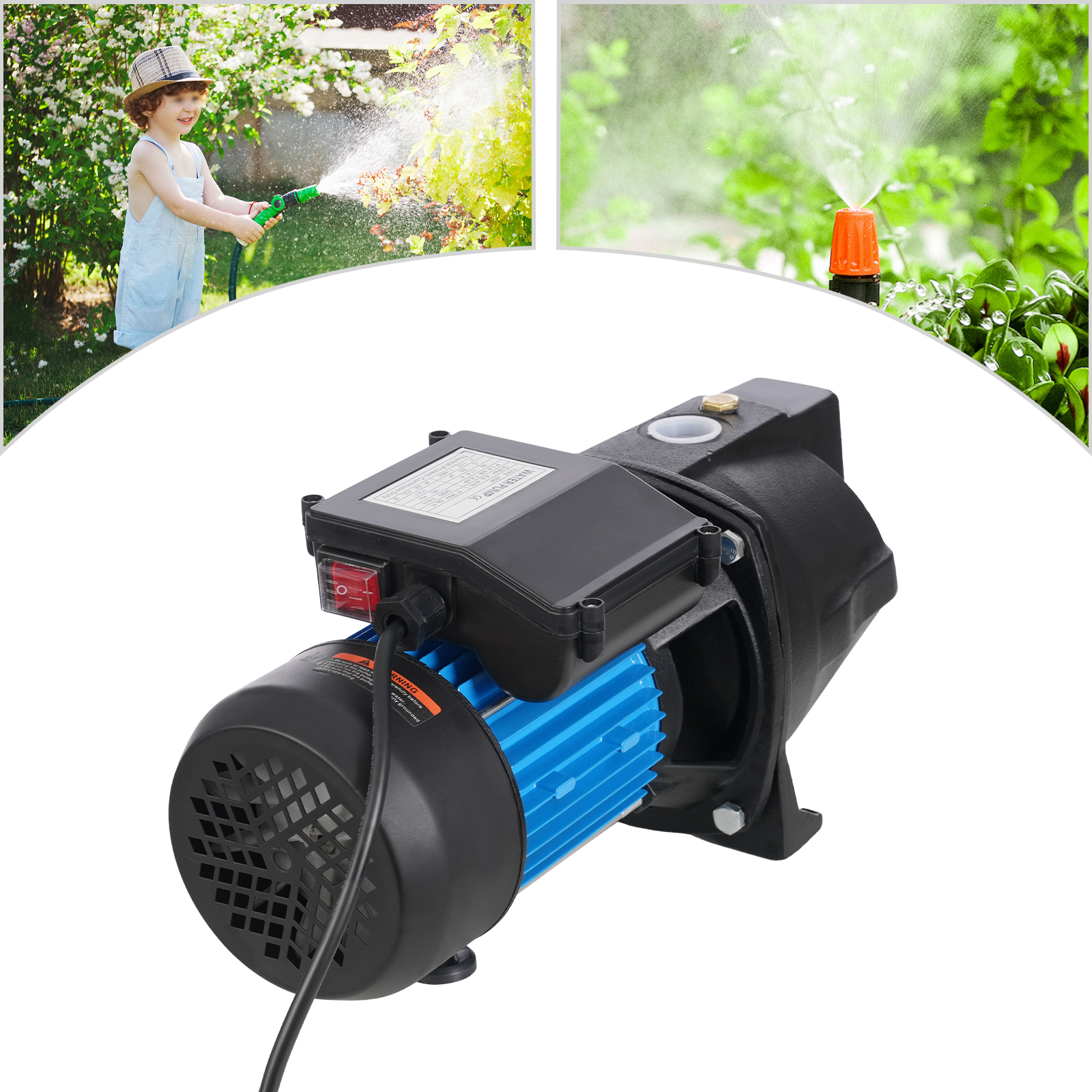 1.6HP Cast Iron Water Pump - 1056GPH Flow Rate, 183ft Lift for Farm/Garden Irrigation & Home Water Pressure