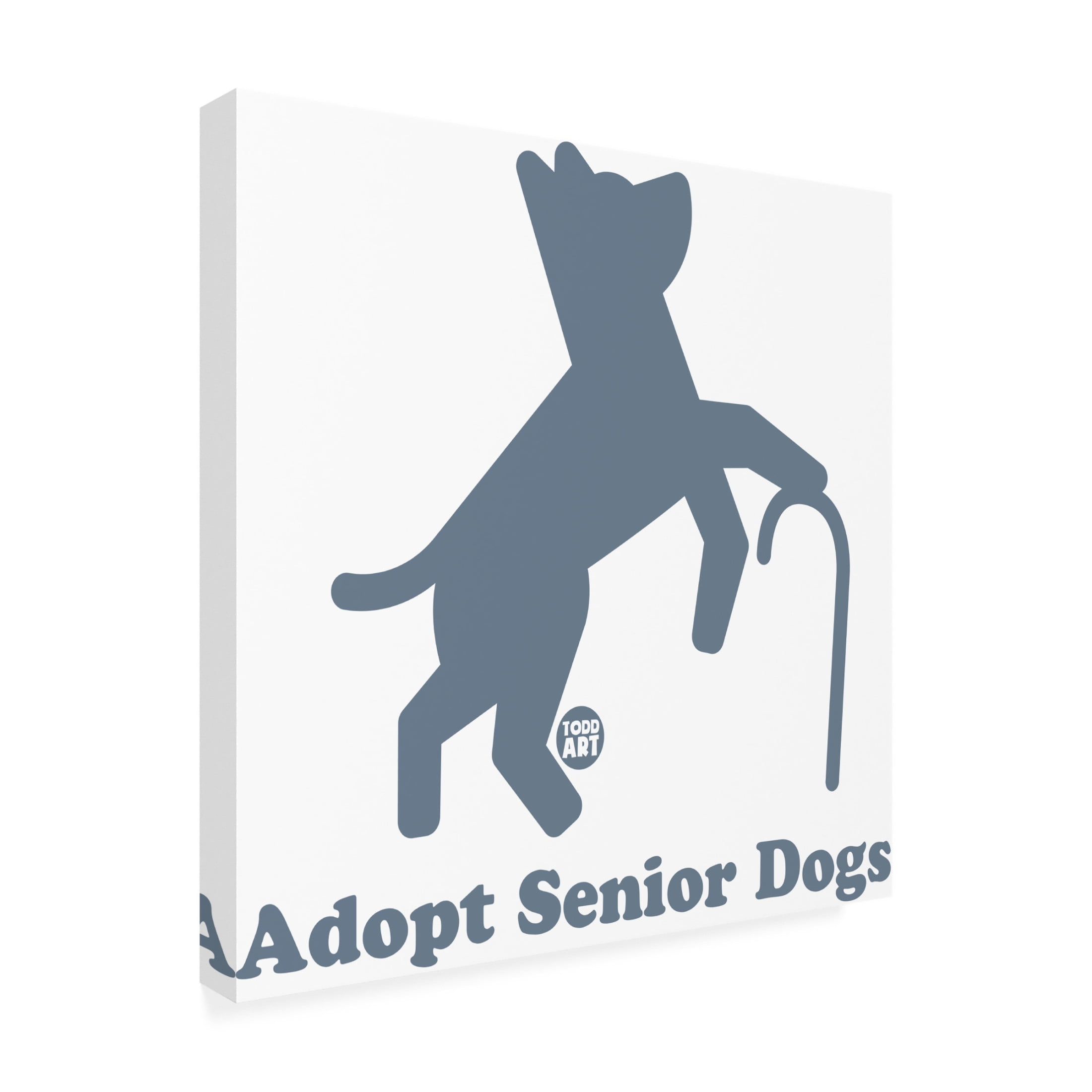 Canvas Wall Art - toddart 'Adopt Senior Dogs' Wall Art for Living Room, Bedroom, or Office Décor by Trademark Fine Art - 18 x 18 Inches