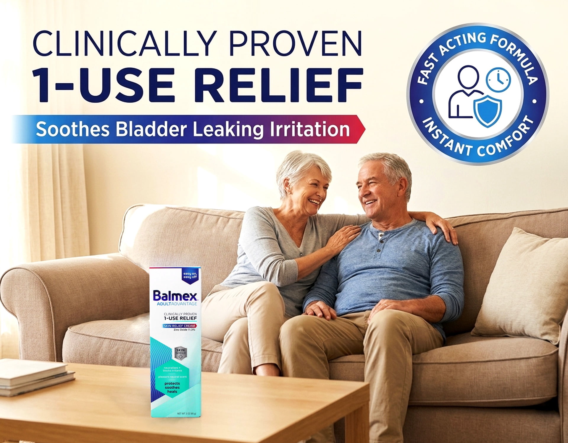 Balmex AdultAdvantage Bprotected Skin Relief Healing Cream, with Zinc Oxide Barrier Cream Protection + Skinshield Soothing Botanicals for Adult Incontinence, Adult Rash and Bed Sores, 3oz (Pack of 3)