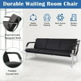thumbnail image 4 of Kinbor 3-Seat Office Reception Waiting Room Chair Office Guest Chairs & Reception Chairs PU Leather Seat, Black, 4 of 10
