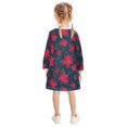 thumbnail image 3 of Girls' long-sleeved dress Red Flower Girls' A-line dress with ribbed cuffs Soft and comfortable, 3 of 6