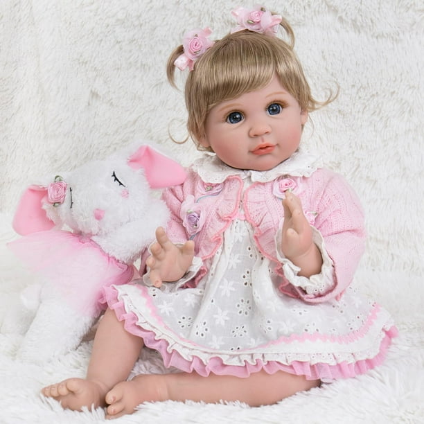 Aori Lifelike Baby Dolls Real Life Baby Dolls 22 Inch Realistic Girl Todder Dolls with Bunny Toy Doll Set for Girls Age 3+