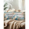 thumbnail image 2 of Outdoor Pillows Waterproof Set of 2, Teal Brown Beach Coastal Patio Throw Pillows for Couch Bed Sofa with Insert, Summer Nautical Coral Shell Botanical Vintage Decorative Travel Pillow Set 12x20 Inch, 2 of 8