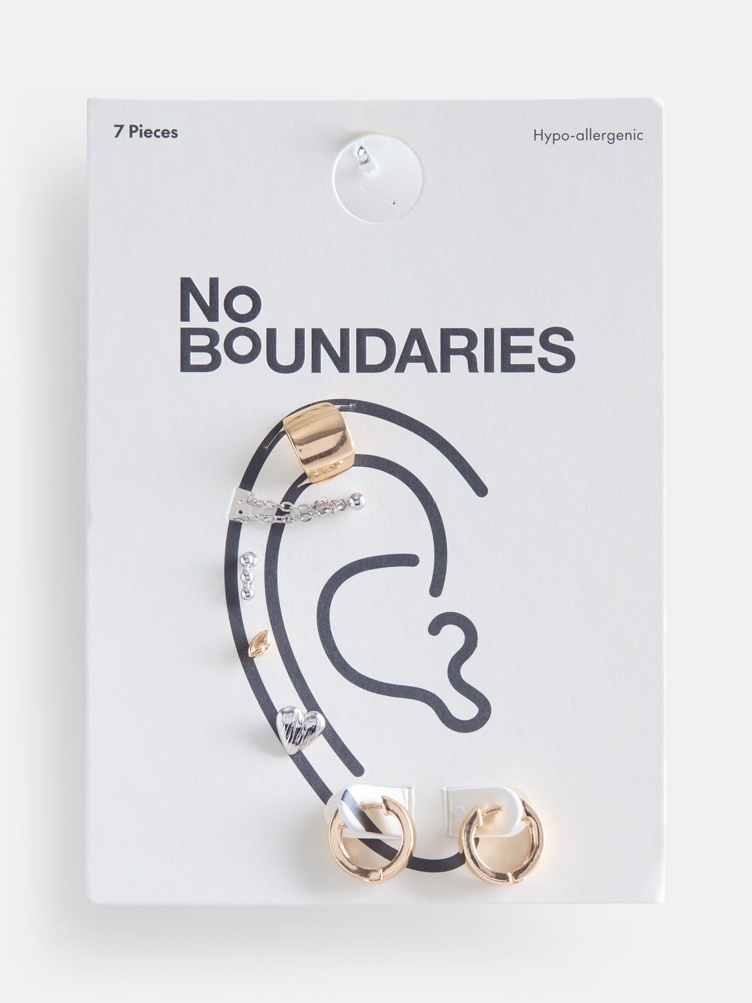 No Boundaries Hoop Earrings and Cuff Set, 7-Piece, Women's