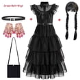 thumbnail image 2 of Wednesday Adams Vestidos Cosplay para niñas disfraz 2023 niños carnaval fiesta Vestidos malla disfraces vestido de baile ropa 6 8 12 Y160CM Gao Jinjia LED, 2 of 2