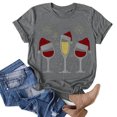 thumbnail image 4 of Gibobby Camiseta Navideña De La mujer Navidad Copa de de nieve Sombrero Impresión O Cuello Manga corta Camiseta suelta Blusa Tops(Gris,XG), 4 of 4