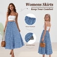 thumbnail image 4 of TEMOFON Womens Floral Maxi Skirt Elastic Waist Casual A-Line Long Skirt Summer Boho Flowy Beach Vacation Skirt with Pockets, 4 of 9