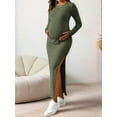 thumbnail image 3 of Long Sleeve Sweater Dress for Fall Winter Baby Shower & Photoshoot - Women'S Pregnancy Maternity Dresses Green S, 3 of 7