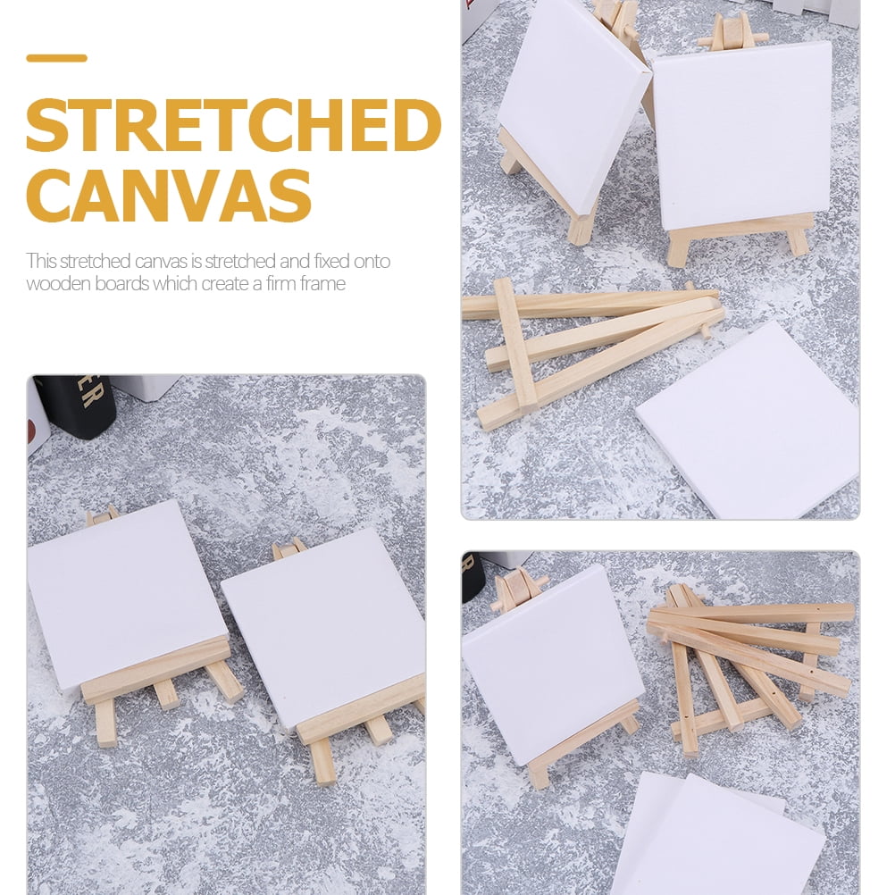 Arborister 18 Mini Canvases Set with Easel for Painting & Crafts