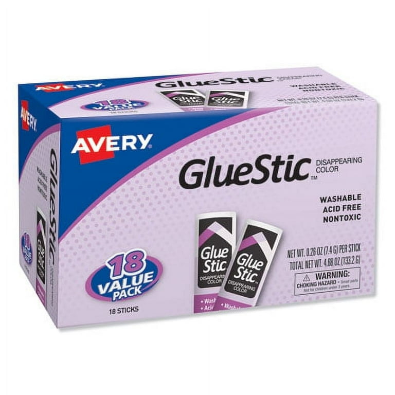 Permanent Glue Stic Value Pack, 0.26 oz, Applies Purple, Dries Clear, 18/Pack Permanent Glue Stic Value Pack, 0.26 oz, Applies Purple, Dries Clear, 18/Pack