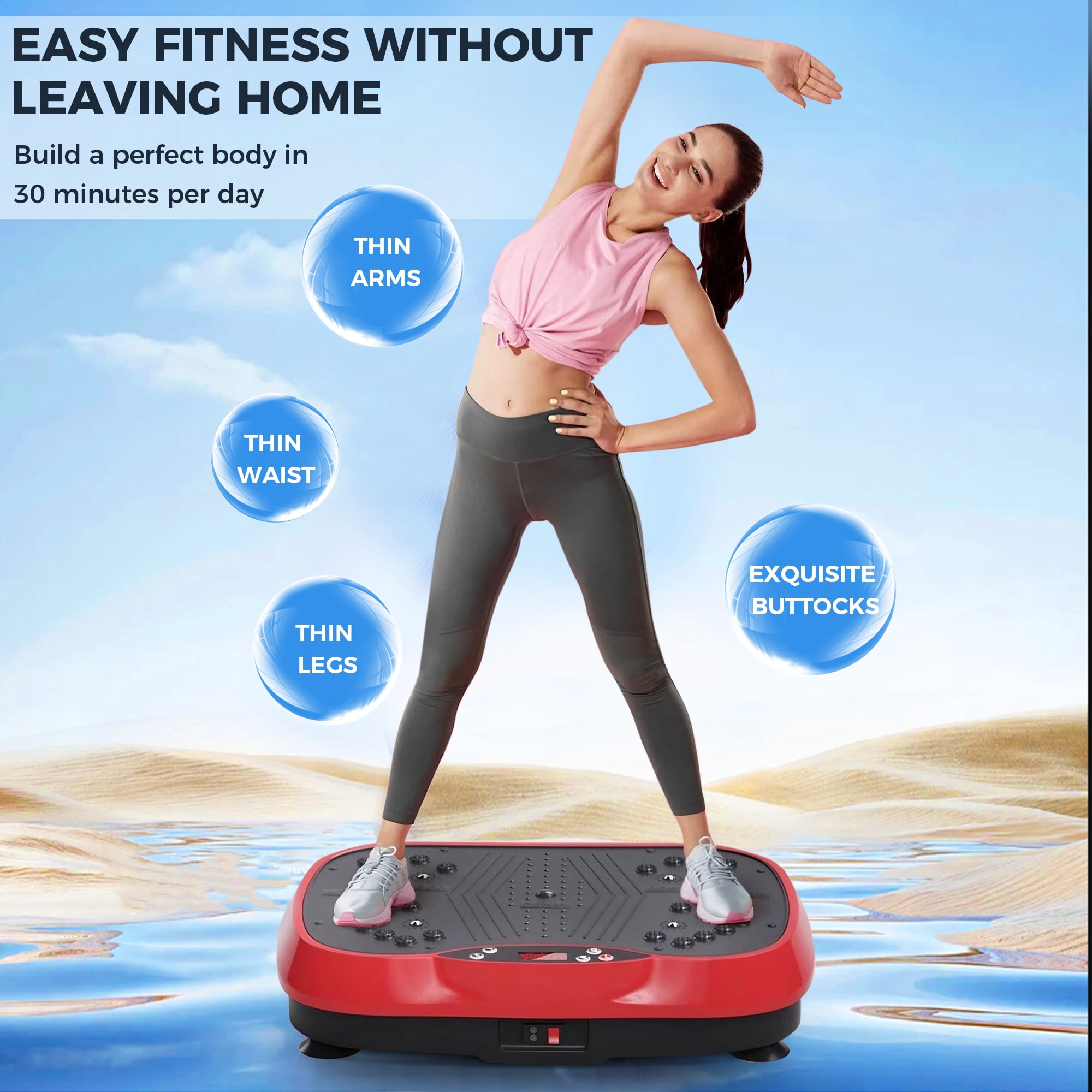 WANKO Vibration Plate Exercise Band Workout Machine - Silver