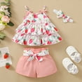 thumbnail image 2 of TOWED22 Toddler Baby Girls Clothes Summer Outfits Fruit Print Bow Camisole Top and Casual Shorts 2-piece Summer Clothing Set(Blazer,9-12 M), 2 of 9