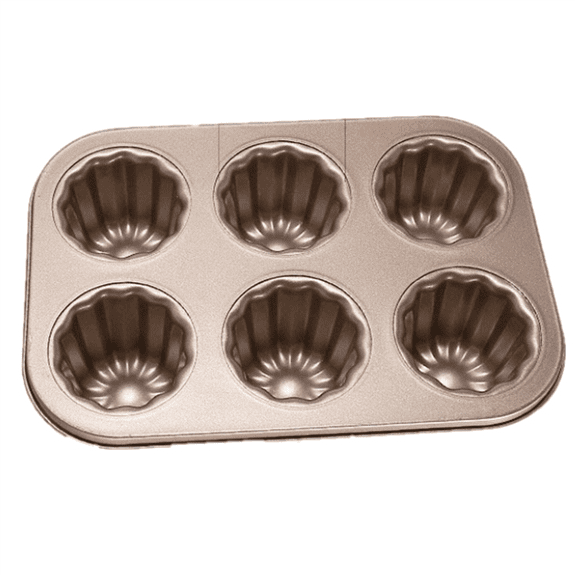 Rollbacks & More 6-Cavity Canele Mold Cake Pan, Non-Stick Baking Pan for Oven Carbon Steel Caneles Bakeware Tool