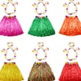 thumbnail image 4 of Conjunto de falda estilo hawaiano con tocado de flores de imitación, pulseras y guirnalda colgante, accesorios para disfraz de fiesta (amarillo), 4 of 5