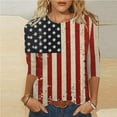 thumbnail image 2 of Womens Plus Size American Flag 3/4 Sleeve Tops Crewneck Tunic T-Shirts USA Flag Star Stripes Printed Basic Tees Memorial Day Patriotic Blouses Independence Day Dressy T Shirts Summer Clothes, 2 of 5