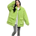 thumbnail image 2 of Lilgiuy Women Hooded Zippers Solid Medium And Long Term Loose Long Sleeve Warm Blouse Coat Jackets for Tennis Running, 2 of 5