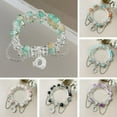 thumbnail image 3 of QHUDLV Korean Pink Crystal Flowers Butterfly Pendant Beaded Bracelet For Women N4I, 3 of 5