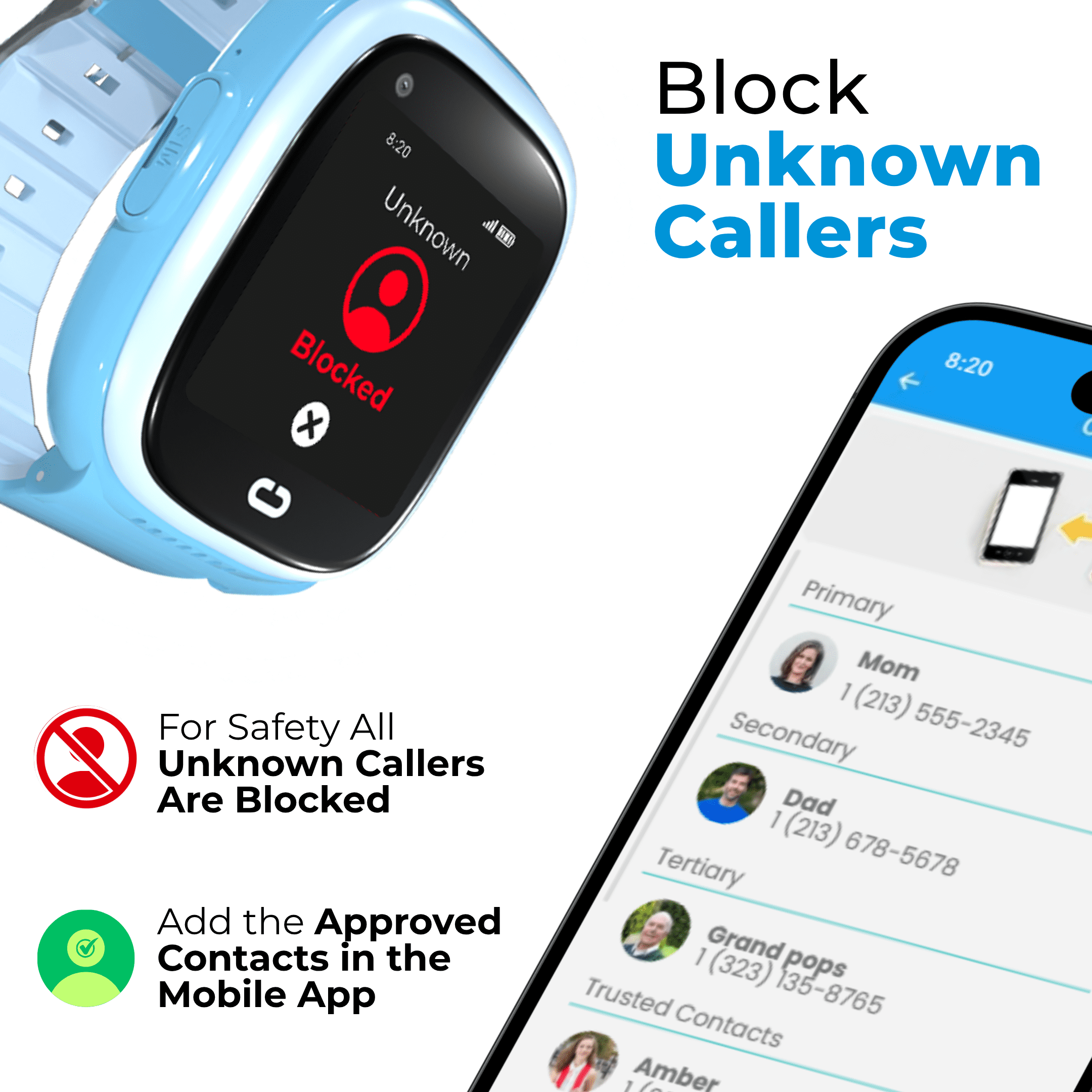 EmojiKidz Kids Smartwatch with GPS, Parental Controls, Calls & Texts, SOS, Smart Watch for Kids, Blocked Unknown Callers, (Blue)