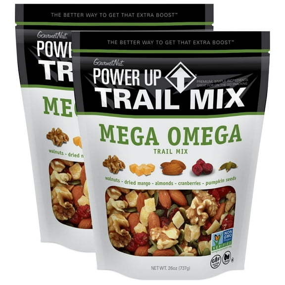 Gourmet Nut Trail Mix 26oz Each (2 PACK) Mega Omega Trail Mix 26 oz Each Bag