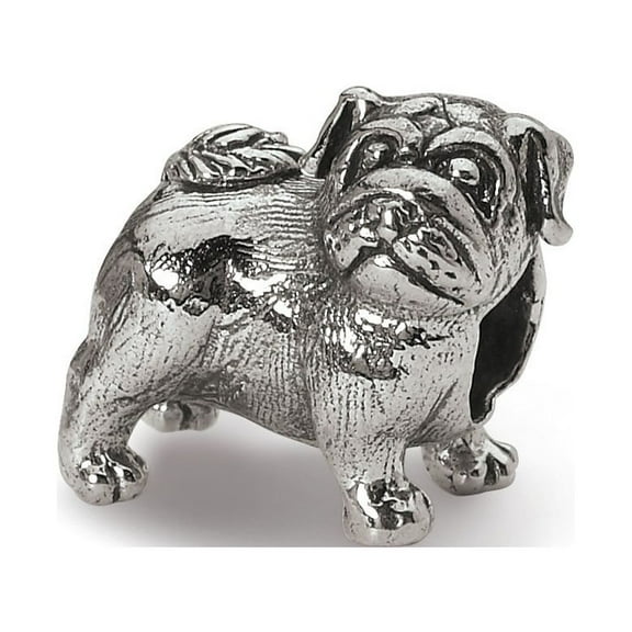 Sterling Silver Reflections Pug Bead Charm - Measures 10x10.00mm Wide