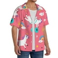 thumbnail image 4 of Balery Yoga Unicorn Men's Casual Button Down Shirt Short Sleeve Textured Summer Cuban Beach Shirts-Large, 4 of 7