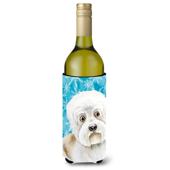 Carolines Treasures CK1414LITERK Dandie Dinmont Winter Wine Bottle Beverge Insulator Hugger  Wine Bottle multicolor