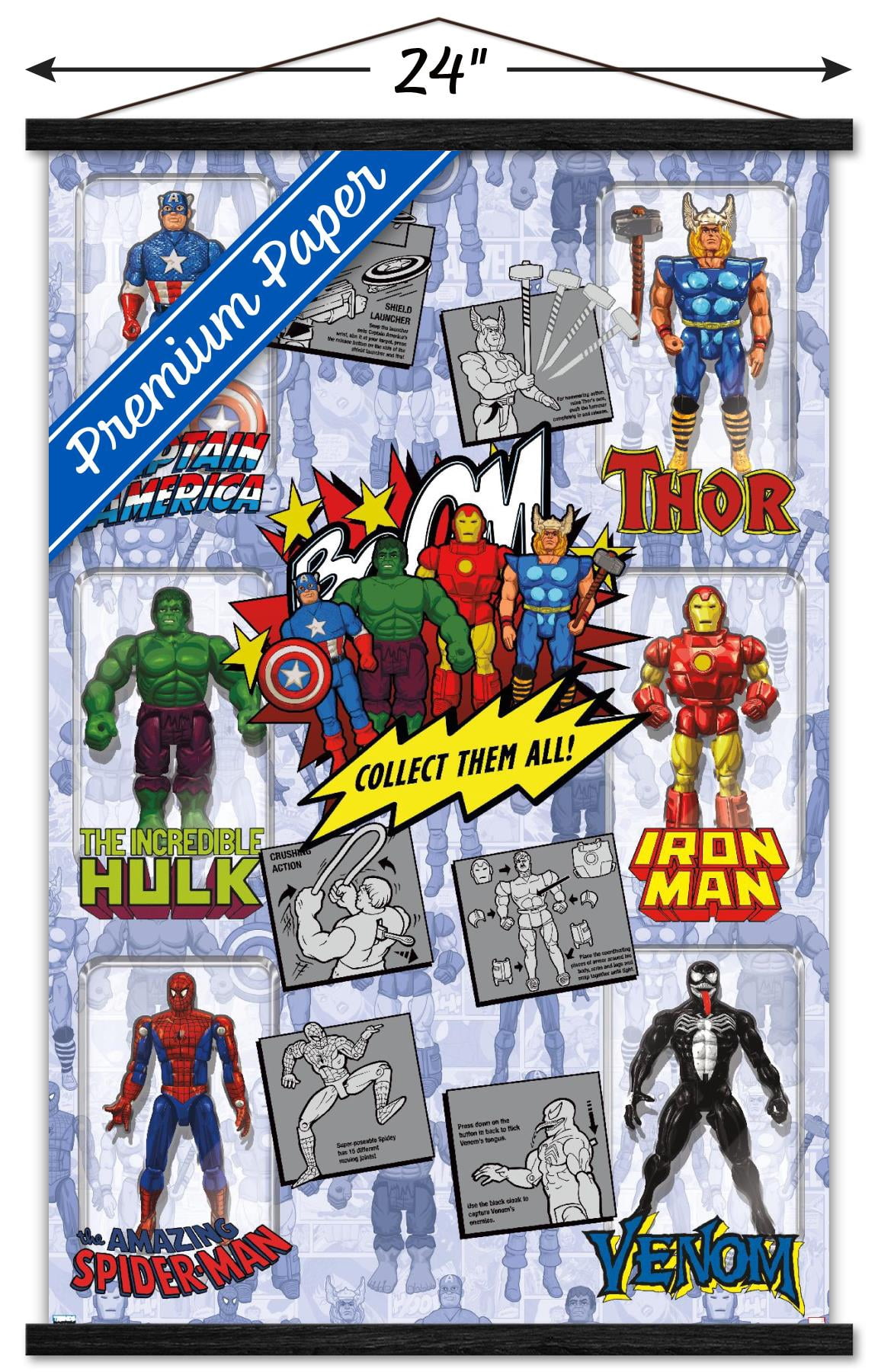 Marvel Comics - Action Figures Wall Poster with Wooden Magnetic Frame, 22.375" x 34"