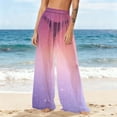 thumbnail image 1 of Pantalones de playa de gasa ligeros para mujer con protección solar, pantalones anchos de estilo bohemio estampados, blusa para mujer, 1 of 8