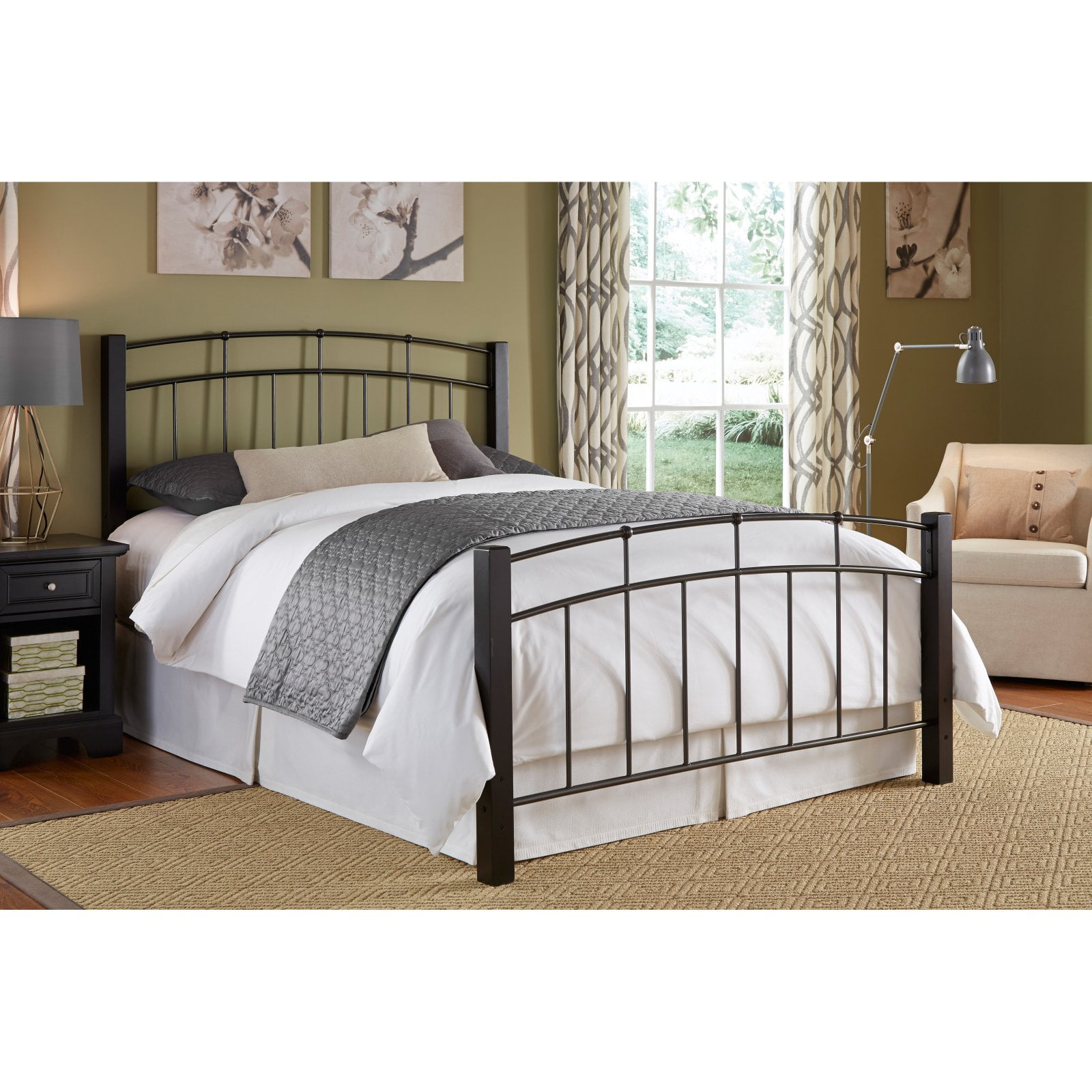 Scottsdale Complete Metal Bed and Steel Support Frame with Dark