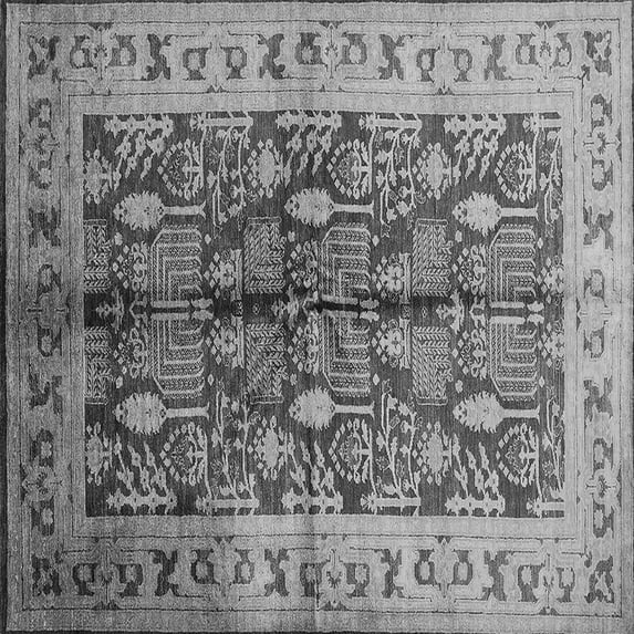 Ahgly Company Indoor Square Oriental Gray Industrial Area Rugs, 6' Square