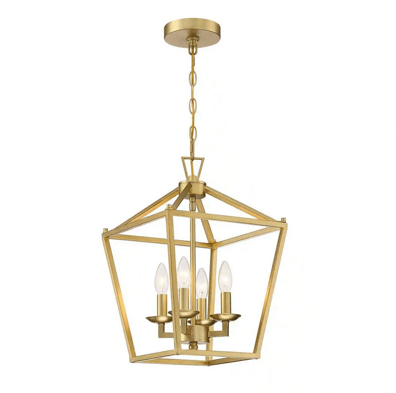 12" 4-Light Gold Pendant Lighting for Kitchen Geometric Ceiling Mount Light Fixture with Adjustable Hanging Chain for Dining Room, Hallway