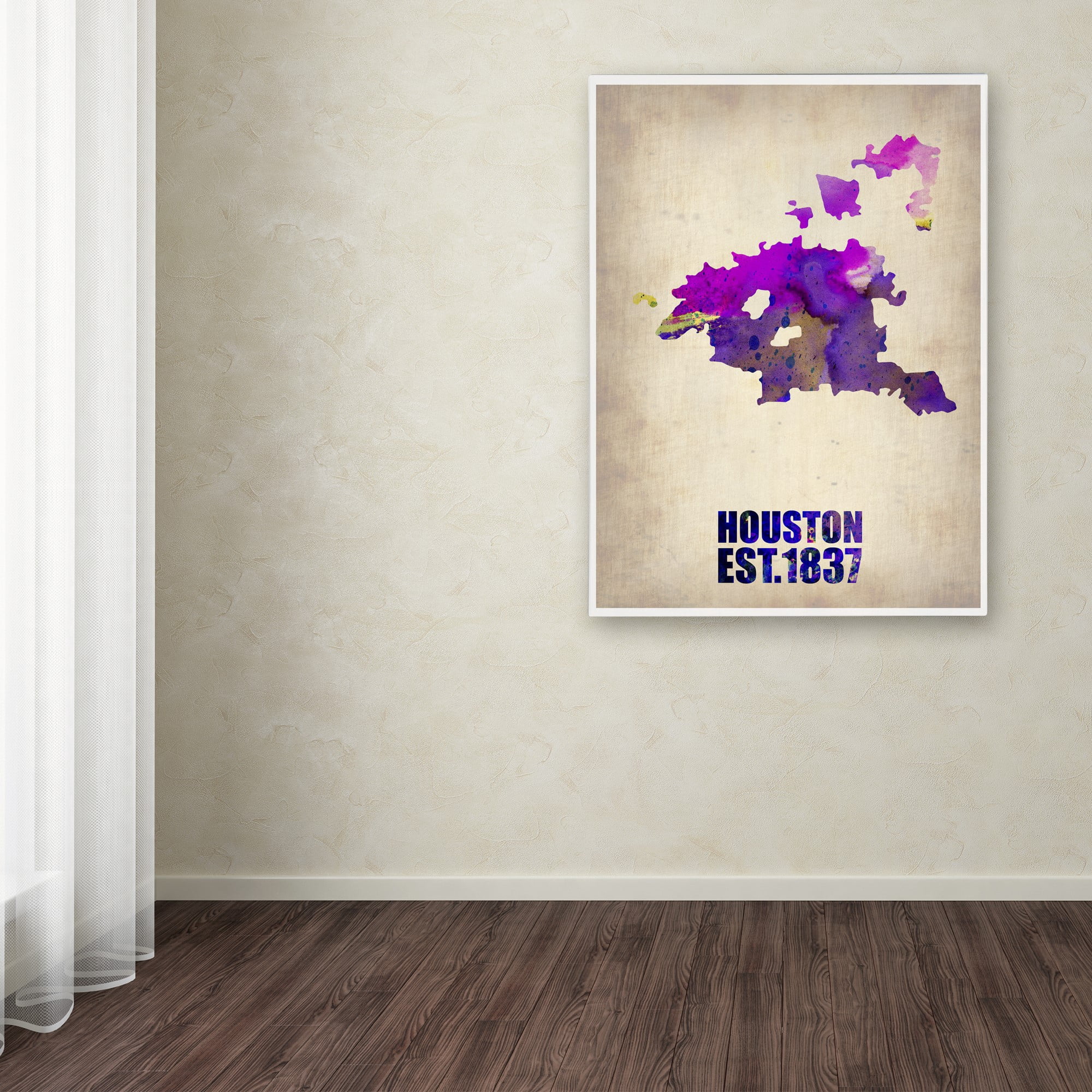 Trademark Fine Art "Houston Watercolor Map" Canvas Art by Naxart