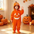 thumbnail image 5 of YunPes Unisex Kids Funny Pumpkin Onesie Boys Girls Cozy Flannel Fall Winter Hooded Jumpsuit Halloween Holiday Party Dress-Up, 5 of 9