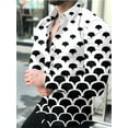 thumbnail image 1 of Cárdigan de lujo de moda para fiesta de graduación para hombre, camisa de solapa con botones y talla grande para eventos sociales, top informal con estampado de manga larga en dorado, morado y azul, 1 of 6