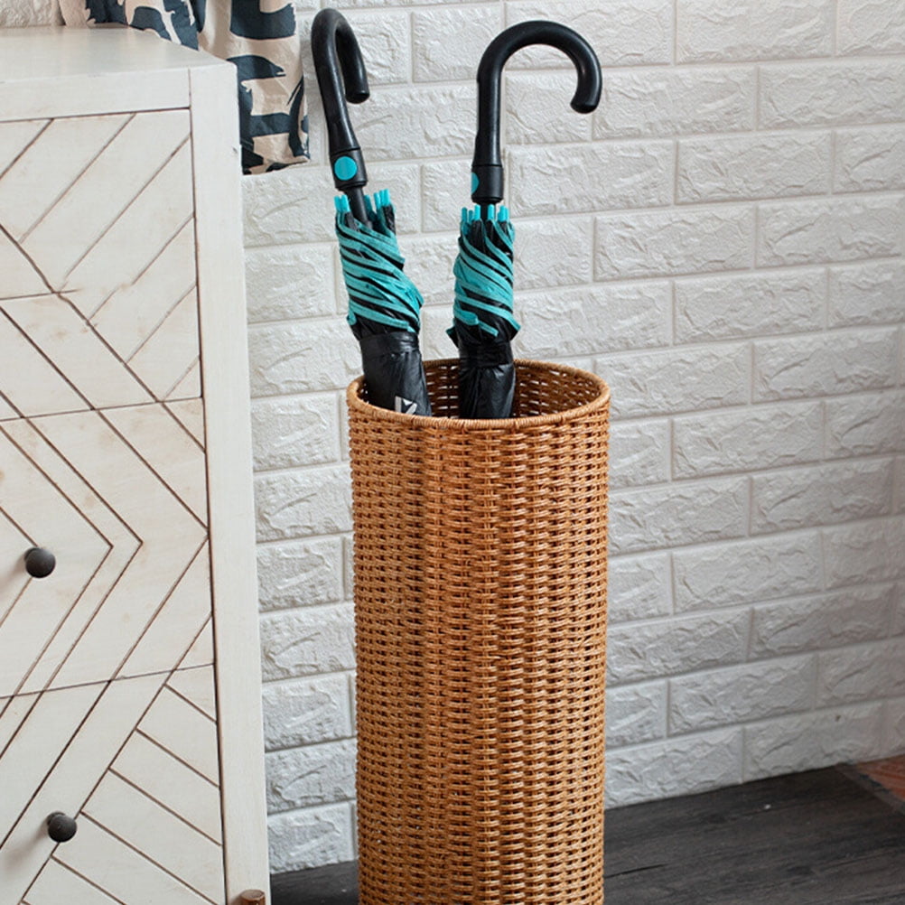 Masteelf Umbrella Storage Bucket Artificial Rattan Indoor Umbrella Holder Umbrella Storage Bin Living Room Essential Umbrella Stand