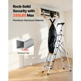 thumbnail image 4 of VEVOR 6 Step Ladder, Folding Step Stool with Wide Anti-Slip Pedal and Comfort Handgrip, 330 lbs Capacity Portable Aluminum Stepladder, Multi-Use for Kitchen, Warehouse, Household and Office, Silver, 4 of 9