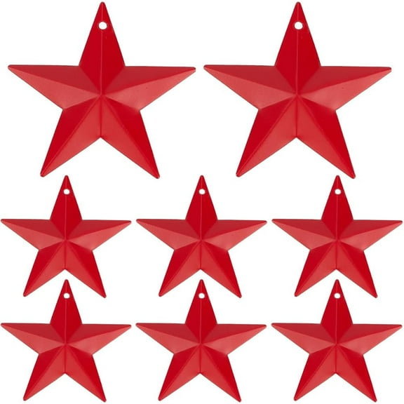 30PCS 2.4" Red Metal Star Decor Barn Star with Hole Iron Vintage Wall Arts Hanging Wall Decors for Crafts House Christmas Indoor Outdoor DIY Handmade Accent Red