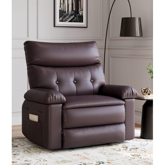 Oversized Recliner Chair - Faux PU Leather Large Manual Recliner for Adults, Exceptional Comfort Lazy Chair with 1.5X Sponge Filling and Easy Recline Mechanism for Relaxation