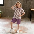 thumbnail image 6 of Cethrio Girls Cotton T-shirts, Stripe Casual Short Sleeve Crew Neck Summer Tops Kids Tees Purple Size 10, 6 of 6
