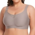 thumbnail image 2 of Siilsaa Sexy Lingere Women's Full Coverage Unlined Underwire, Lace & Mesh See, Plus Size Lingerie Inspired Retro Bra Grey,XXXXL, 2 of 5