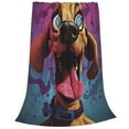 thumbnail image 2 of Balery Cartoon Big-Eyed Dog Manta de Felpa Suave y Acogedora – Cobija de Franela Aterciopelada para Cama, Lavable y Cálida para Sofá, Mascotas, Transpirable-80"x60", 2 of 7