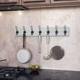 thumbnail image 4 of Whitewash Solid Wood Wall Mounted Coat Rack with Shelf, 7 Hooks, 34" Long - Kitchen, Mudroom, Entryway, Bathroom - Includes Mounting Hardware, Coat Hanger, Dog Leash Hooks, Towel Rack, 4 of 6