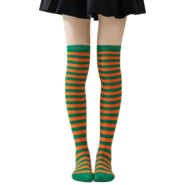 Calcetines altos a rayas para mujer, coloridos, por encima de la rodilla, retro, elásticos, para niñas, cosplay, disfraz de Lolita