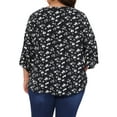 thumbnail image 4 of DARING DIVA Women's Plus 3/4 Sleeve V Neck Chiffon Work Blouse 2X Black, 4 of 6