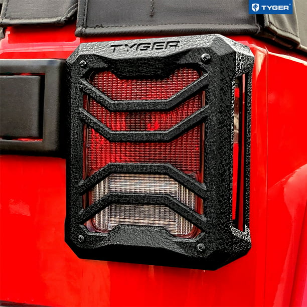 Tyger Auto TG-TG7J83338 Tail Light Guards Covers Compatible with 2007-2018 Jeep  Wrangler JK (Not for JL) | Textured Black | Cast Aluminum Alloy | Powder  Coated 