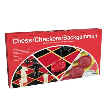 Pressman Checker/Chess/Backgammon with Folding (Top Ten Best Chess Players)