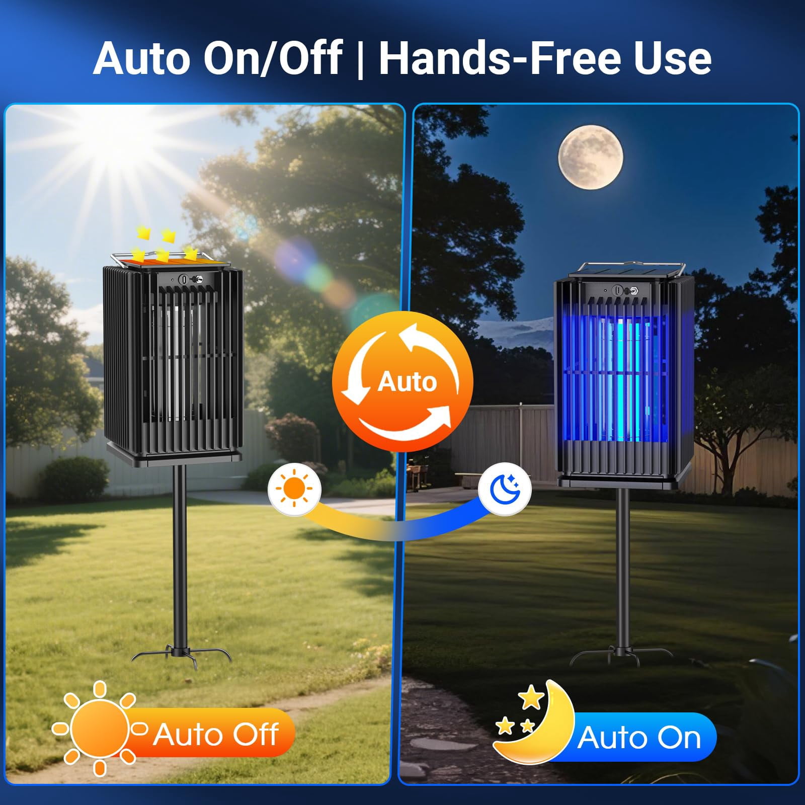 2 Pack Solar Bug Zapper Outdoor, 4200V Electric Mosquito Zapper with USB-C Rechargeable, Waterproof Auto On/Off Fly Trap, Cordless Insect Killer for Patio Backyard Garden Camping, Green