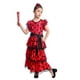 thumbnail image 3 of Spanish Girl Dress Set Girl Long Red Flamenco Dress Skirt Vintage Stage Performance Clothes, 3 of 5
