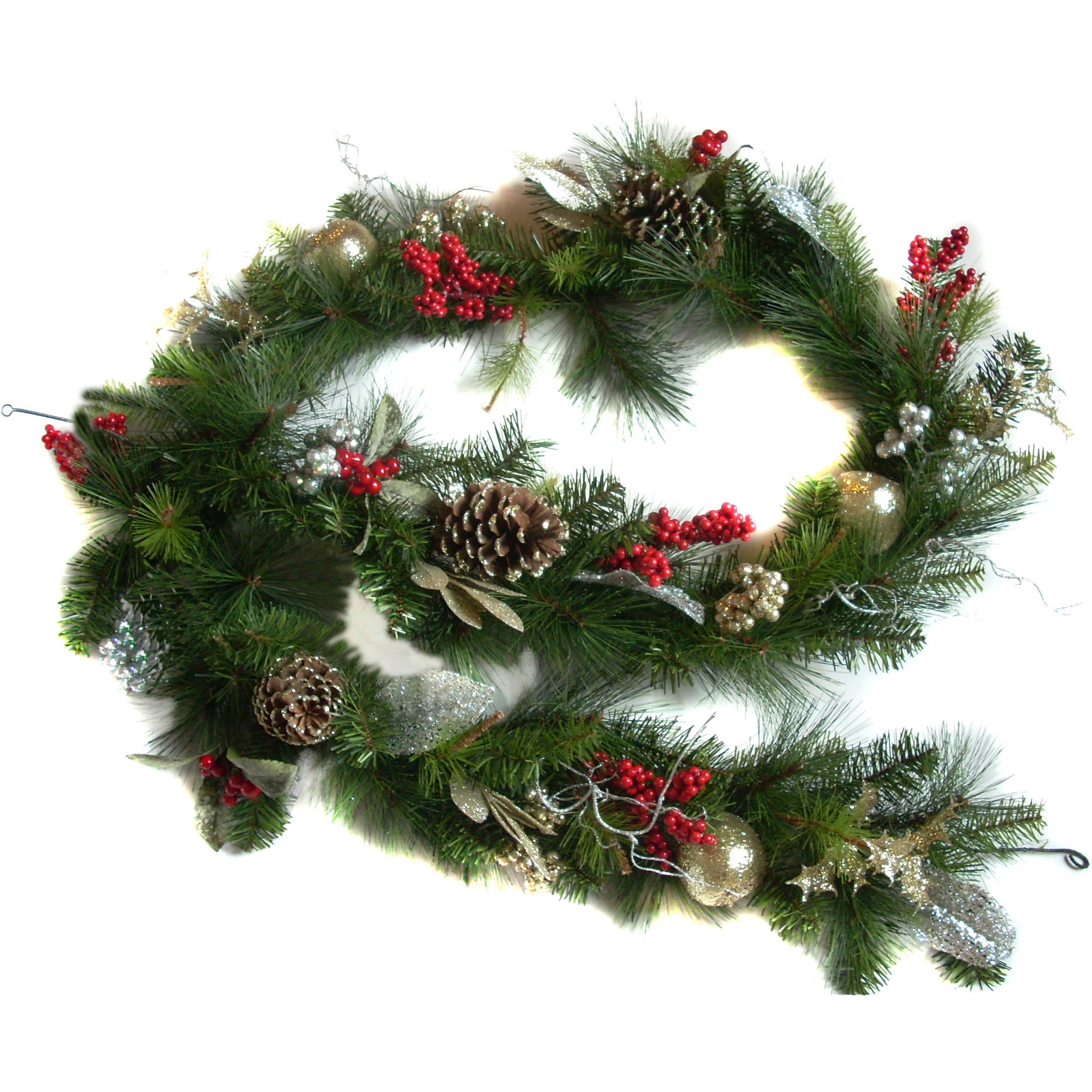 Holiday Time 9' Holly Berry Garland - Walmart.com