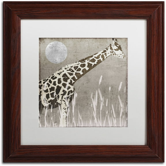 Trademark Fine Art "Moon Giraffe" Canvas Art by Color Bakery White Matte, Wood Frame